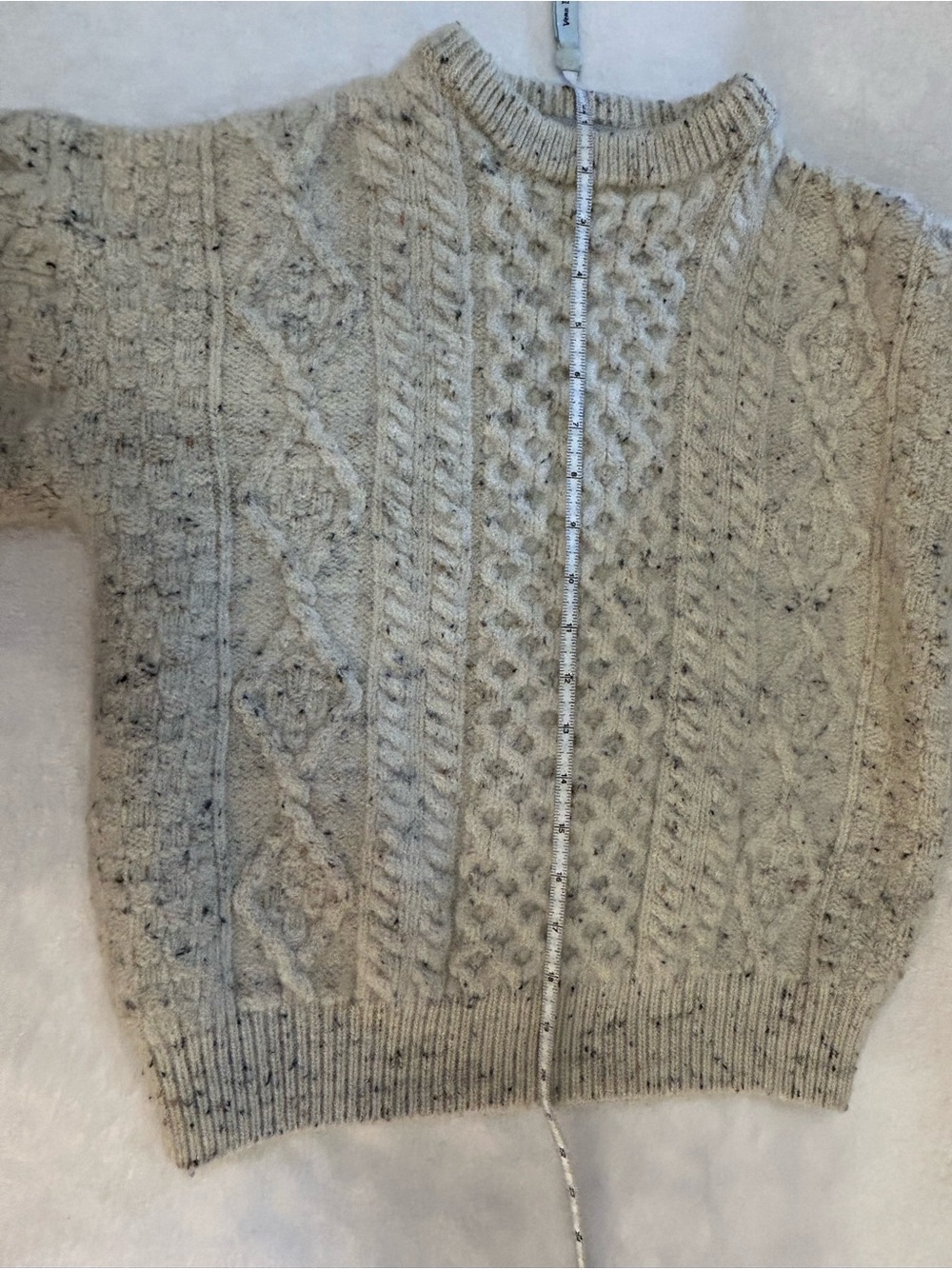 AranCrafts Ireland 100% Wool Fisherman Cable Knit Sweater Cream Size M - Picture 5 of 13